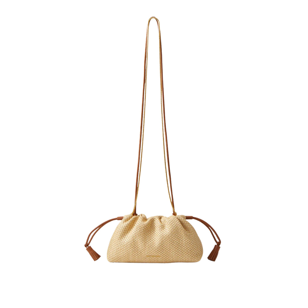 Small Raffia Stash Bag in Hazelwood/Natural