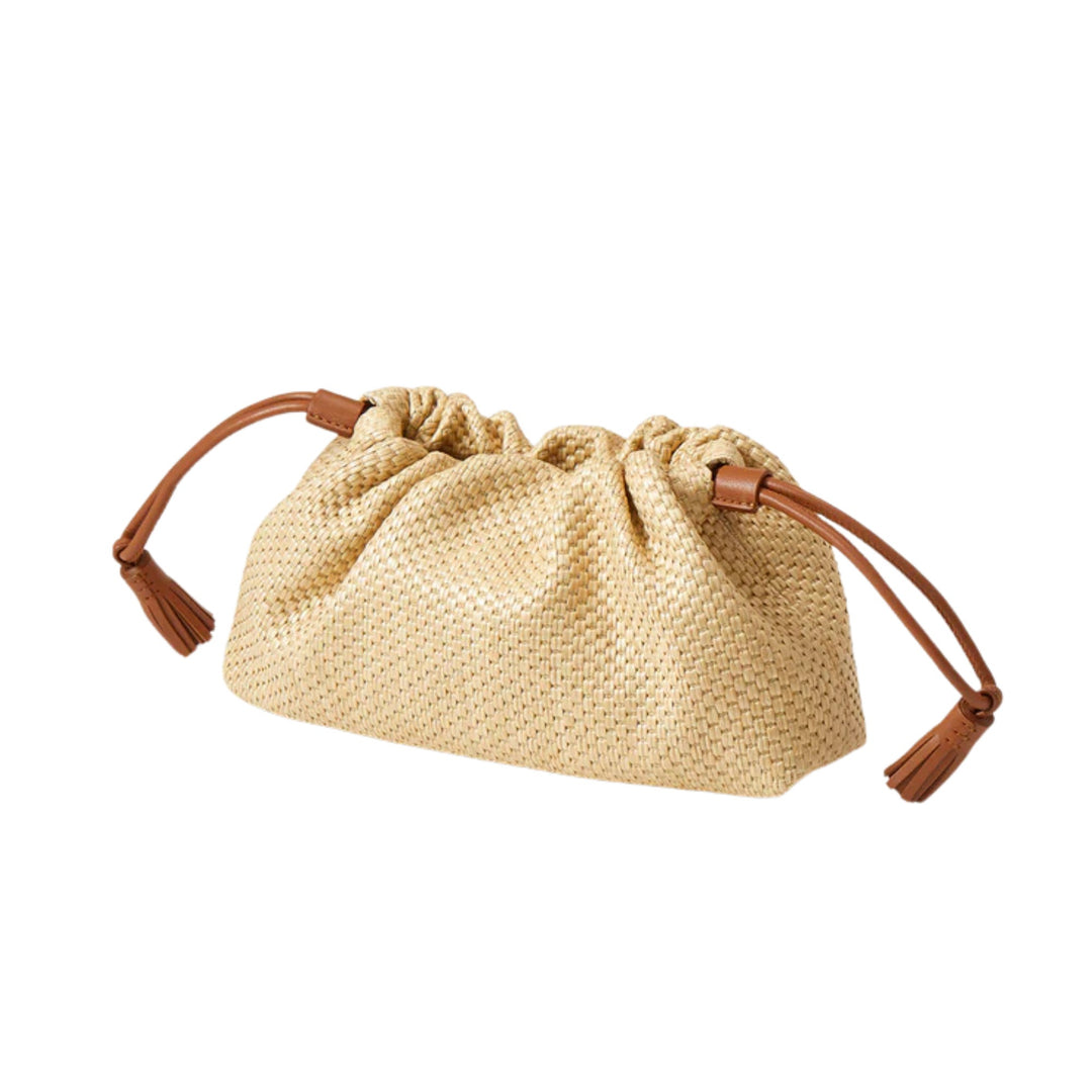 Small Raffia Stash Bag in Hazelwood/Natural