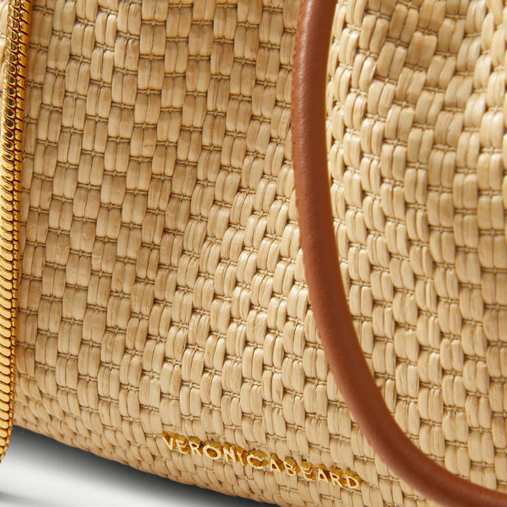 Small Raffia Stash Bag in Hazelwood/Natural