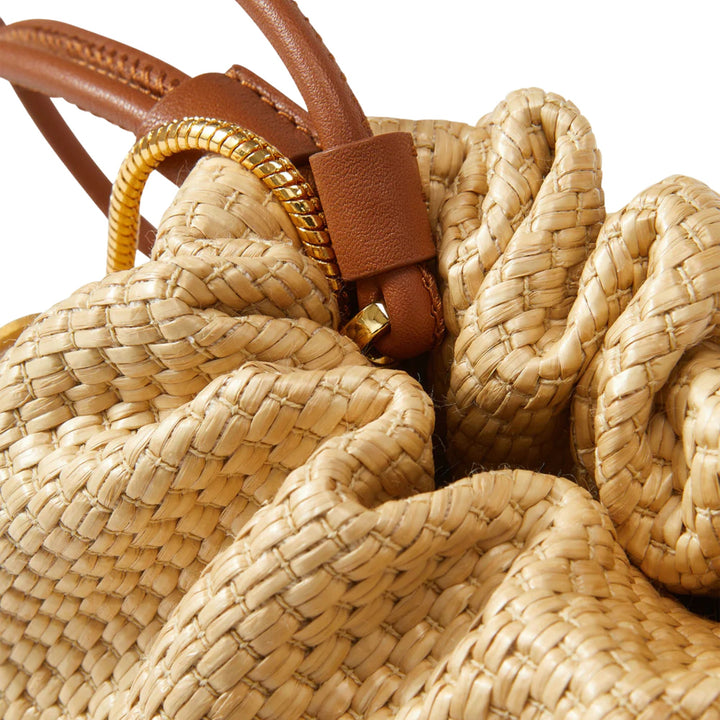 Small Raffia Stash Bag in Hazelwood/Natural