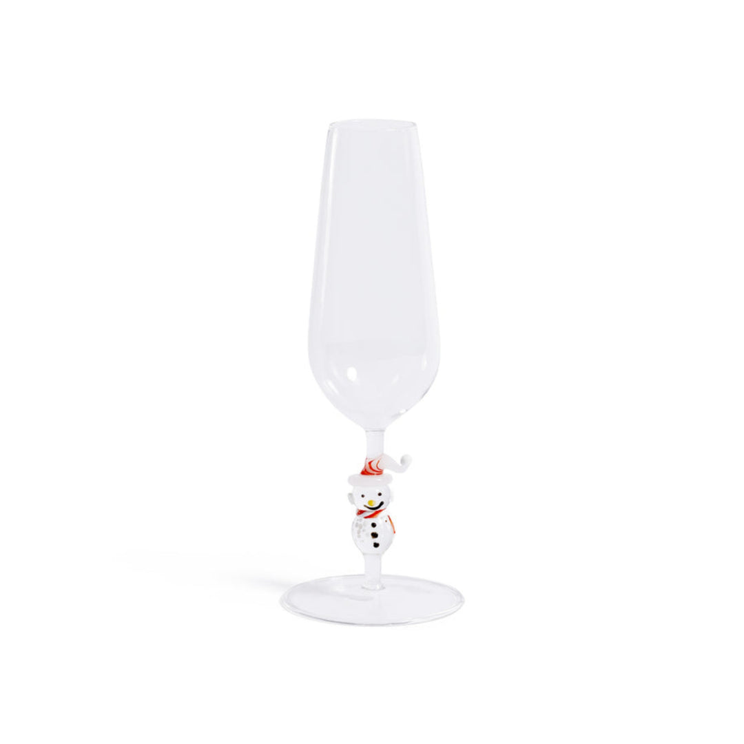 Snowman Sips Champagne Flute
