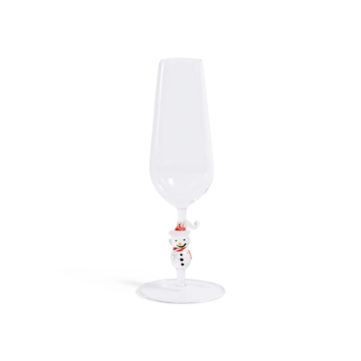 Snowman Sips Champagne Flute