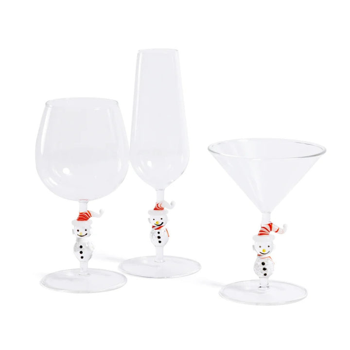 Snowman Sips Champagne Flute