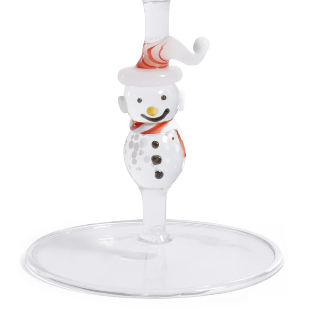 Snowman Sips Champagne Flute