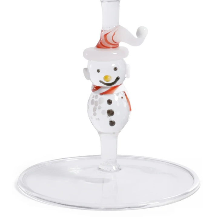 Snowman Sips Champagne Flute