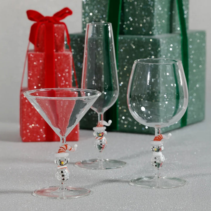 Snowman Sips Martini Glass