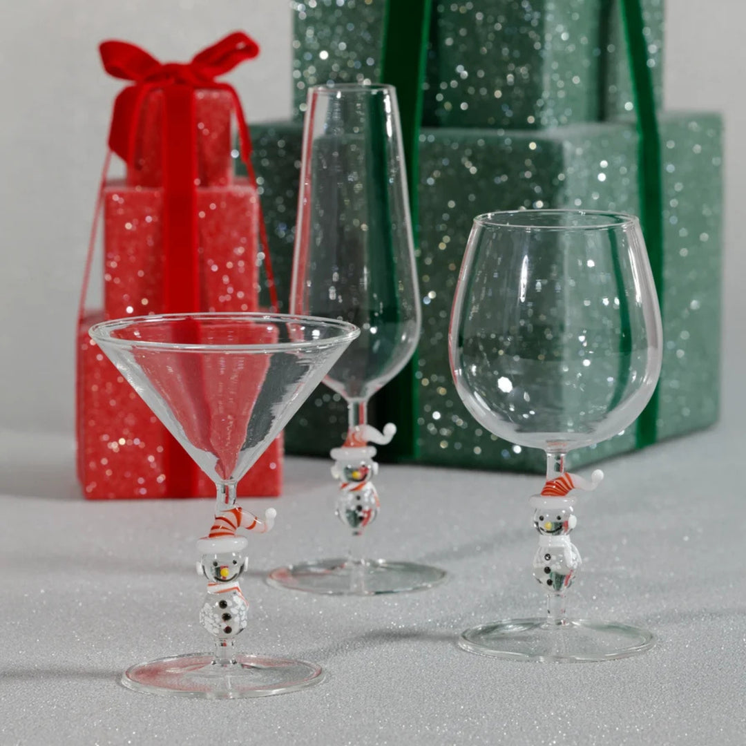 Snowman Sips Martini Glass