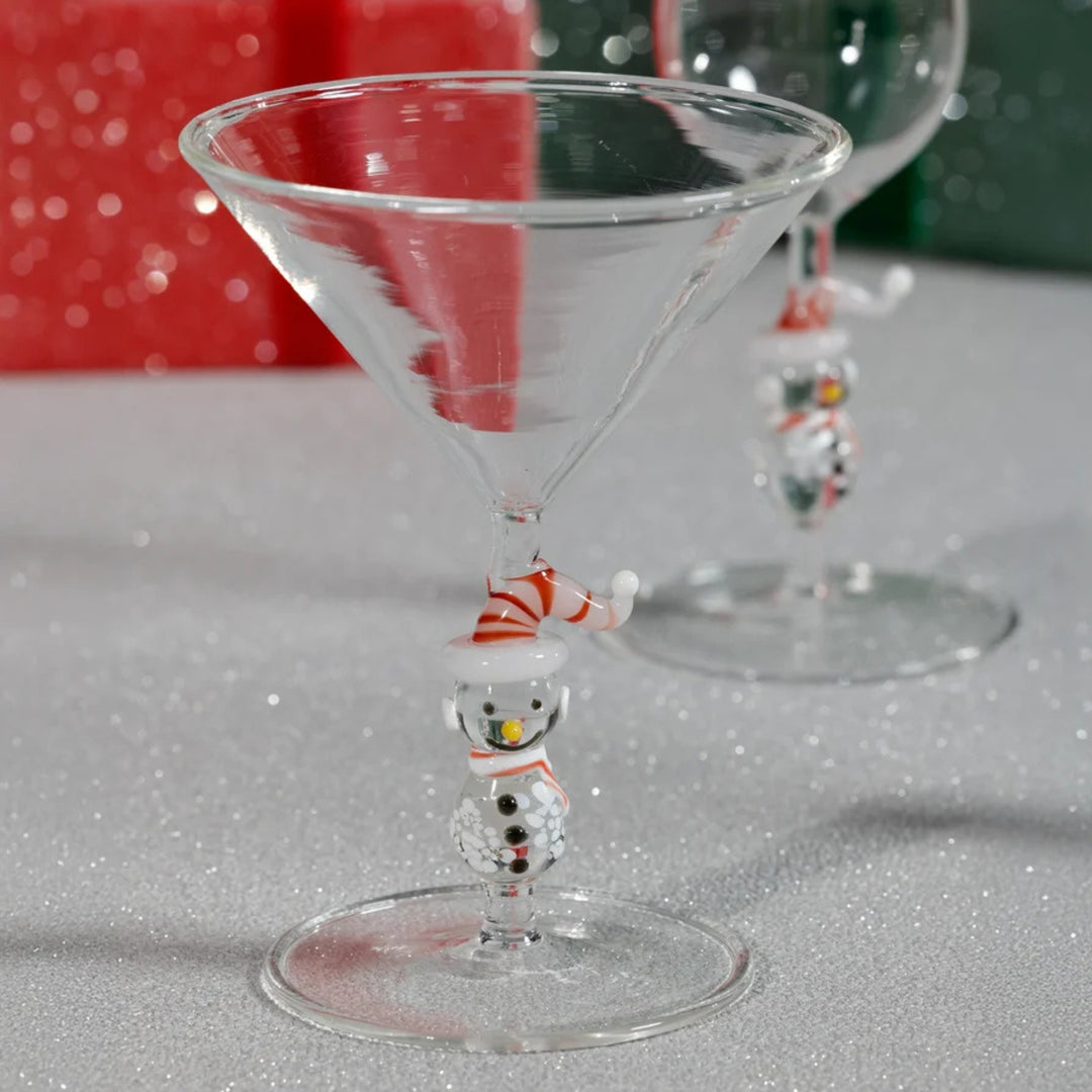 Snowman Sips Martini Glass