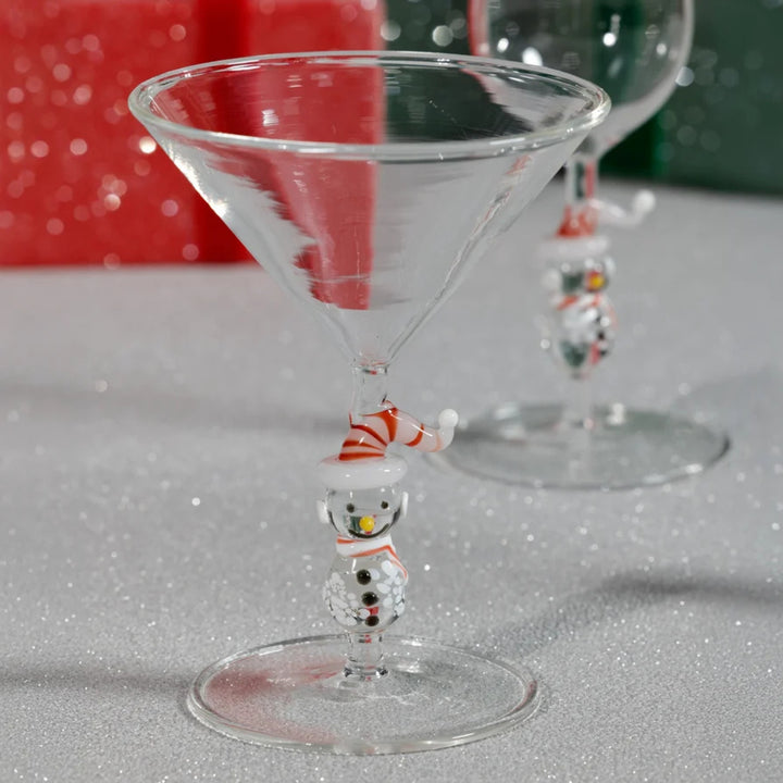 Snowman Sips Martini Glass