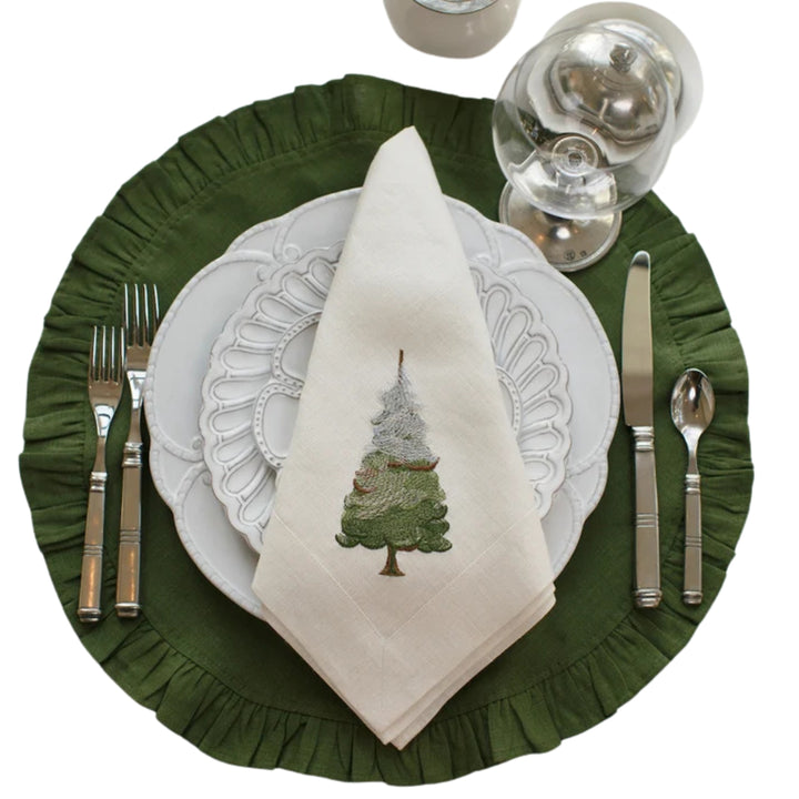 Snowy Pine Linen Napkin