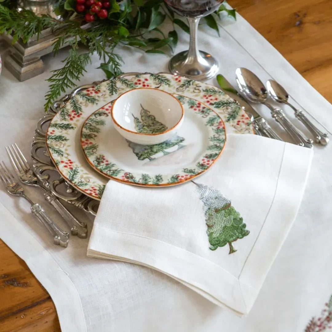 Snowy Pine Linen Napkin