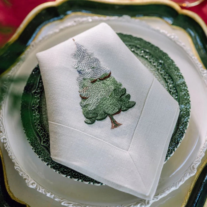 Snowy Pine Linen Napkin