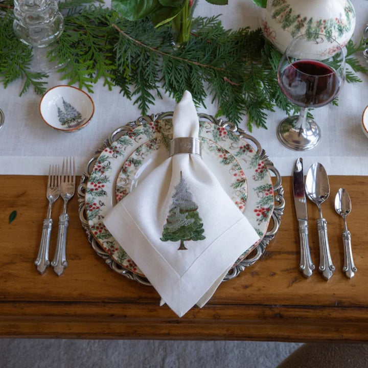 Snowy Pine Linen Napkin