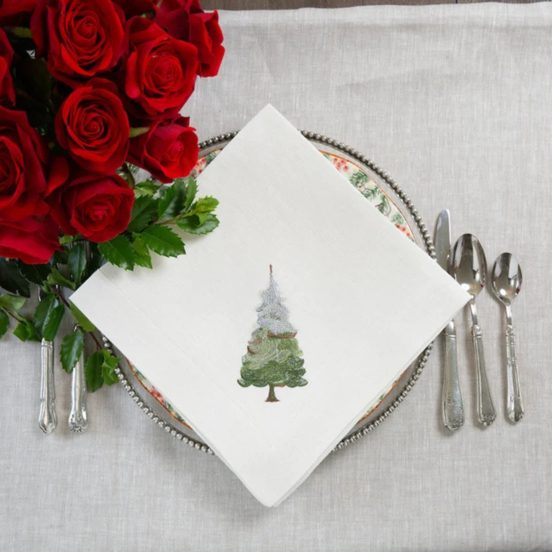 Snowy Pine Linen Napkin