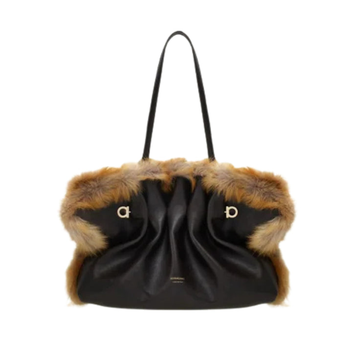 Soft Fur Shoulder Bag - Testa Di Moro/Naturale
