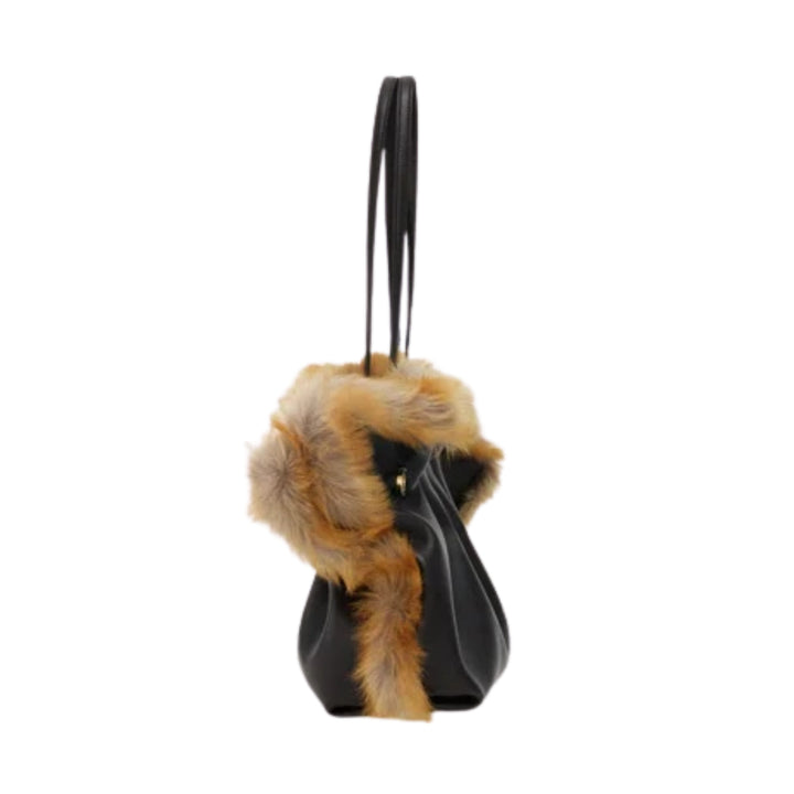 Soft Fur Shoulder Bag - Testa Di Moro/Naturale