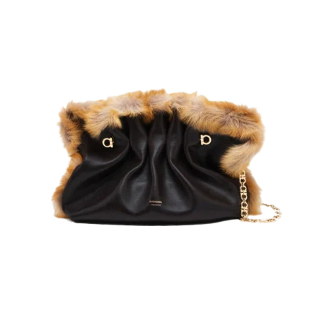 Soft Fur Shoulder Bag - Testa Di Moro/Naturale