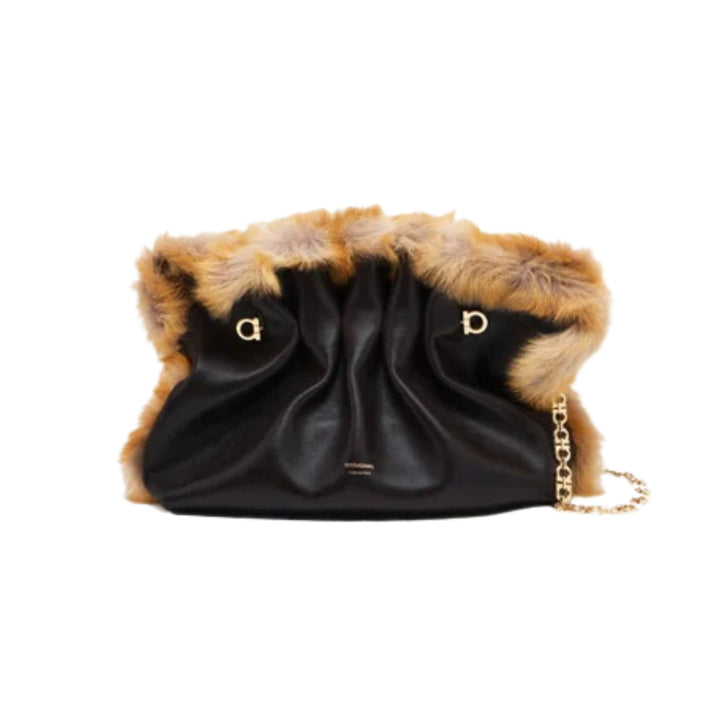 Soft Fur Shoulder Bag - Testa Di Moro/Naturale
