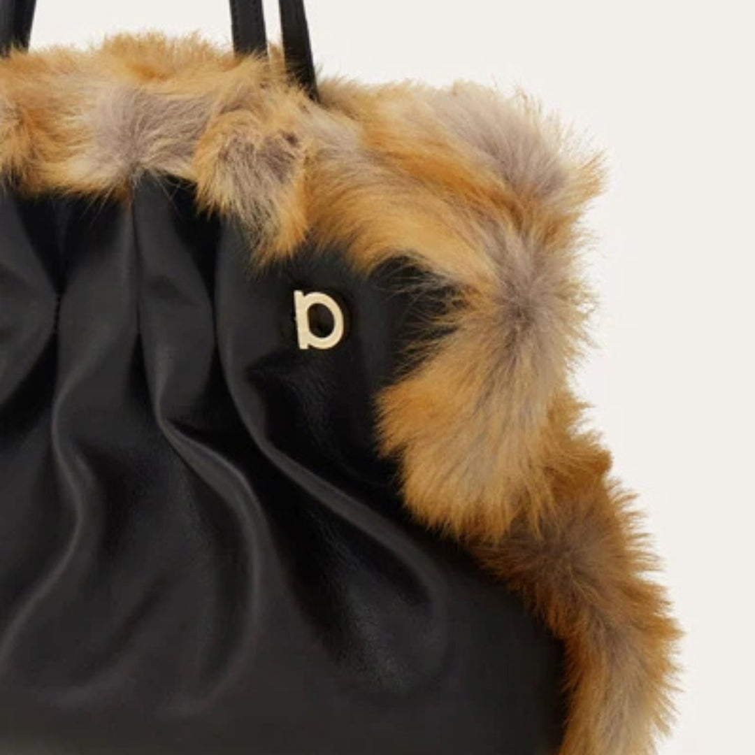 Soft Fur Shoulder Bag - Testa Di Moro/Naturale