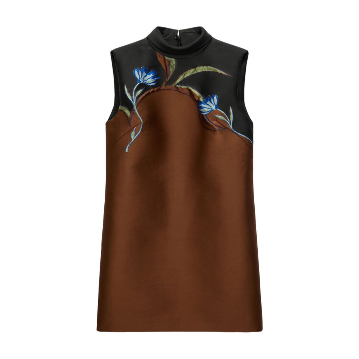 Soft Petal Mini Dress in caramel black