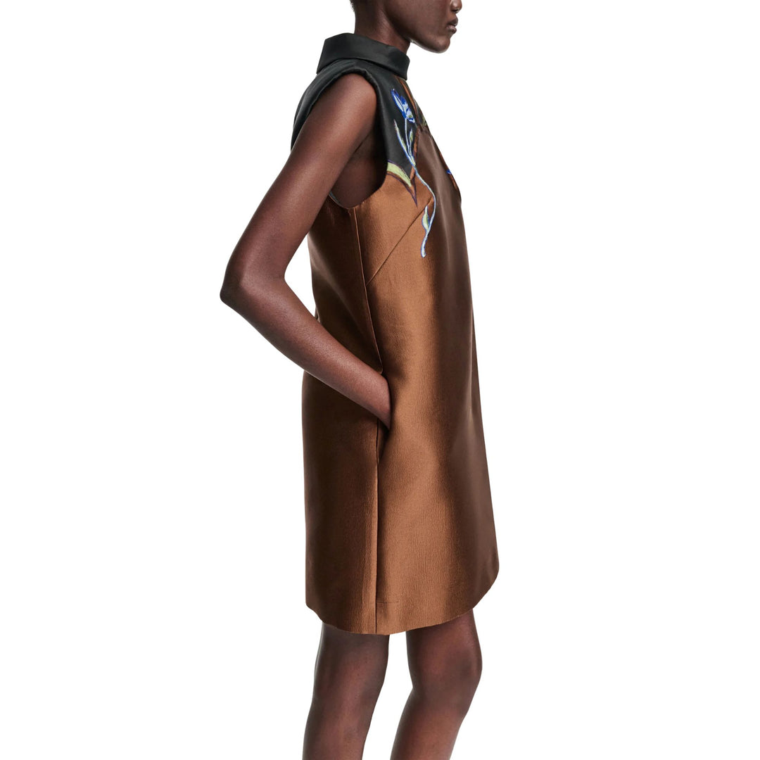 Soft Petal Mini Dress in caramel black