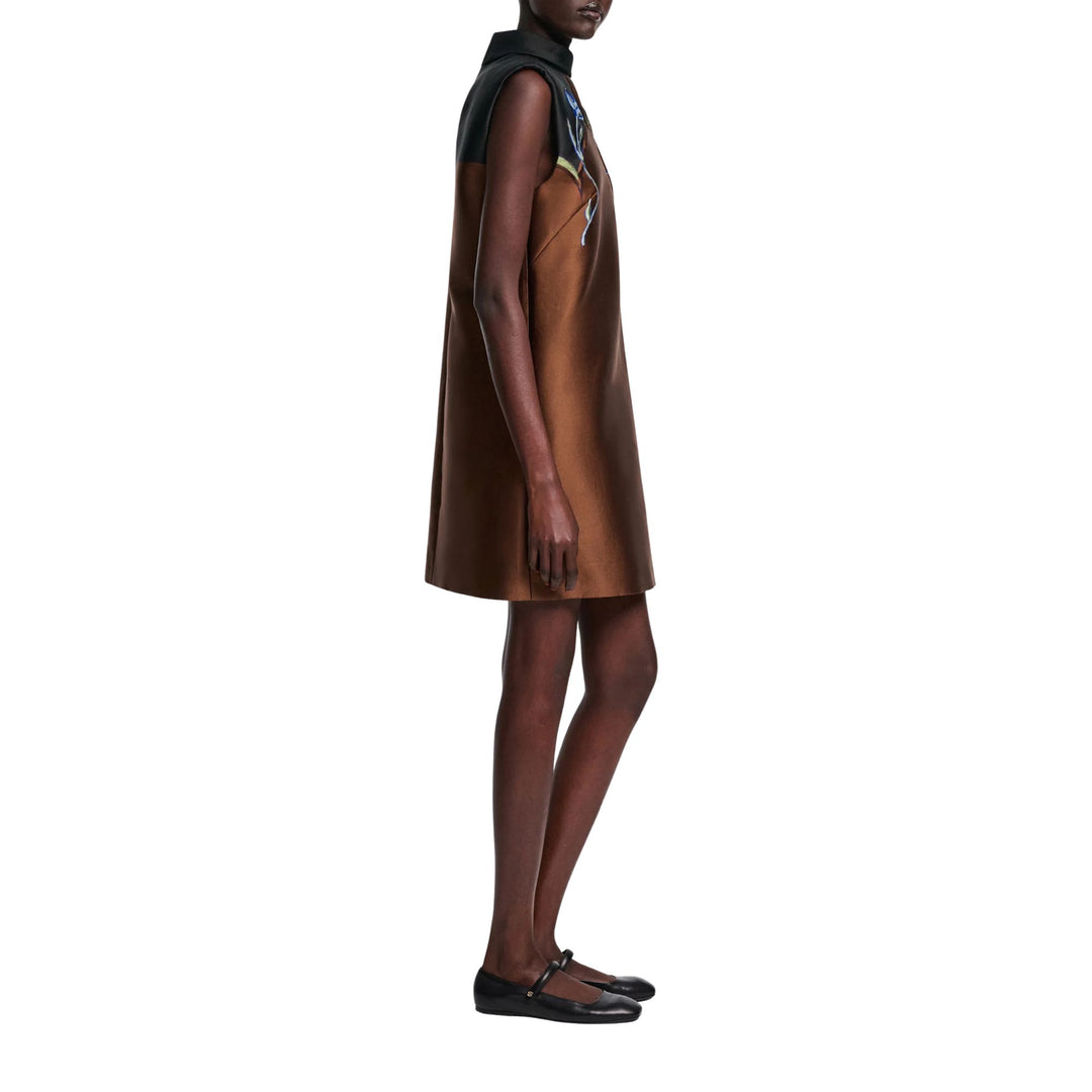 Soft Petal Mini Dress in caramel black