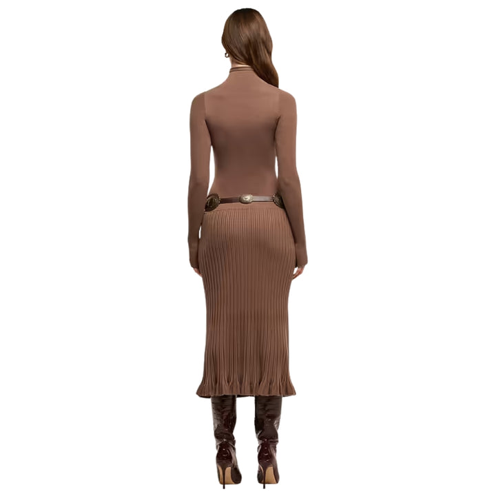 Solaire Funnel Neck Knit Dress in Amberwood