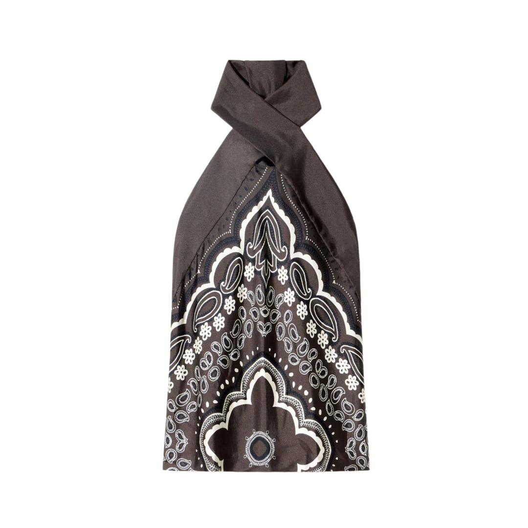 Solal Silk Halterneck Top inBrown/Ivory Bandana Print