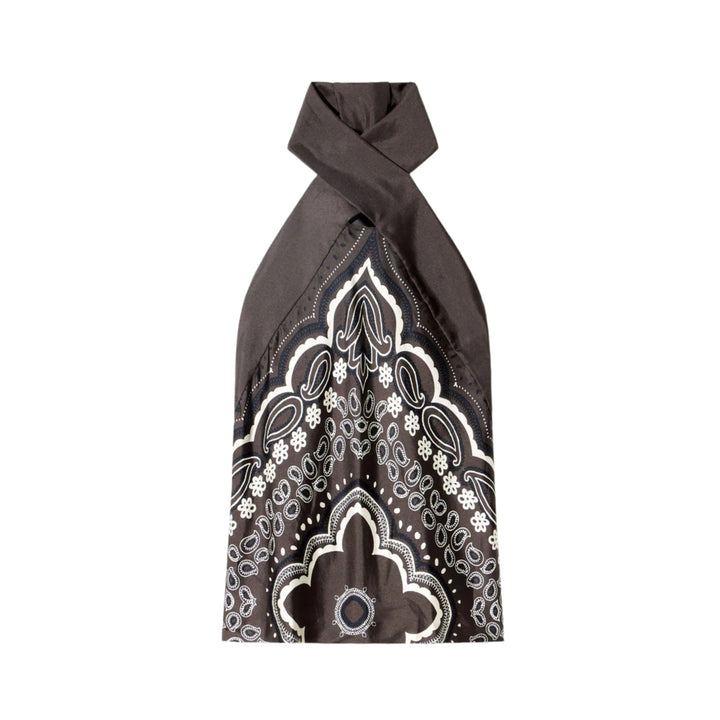 Solal Silk Halterneck Top inBrown/Ivory Bandana Print