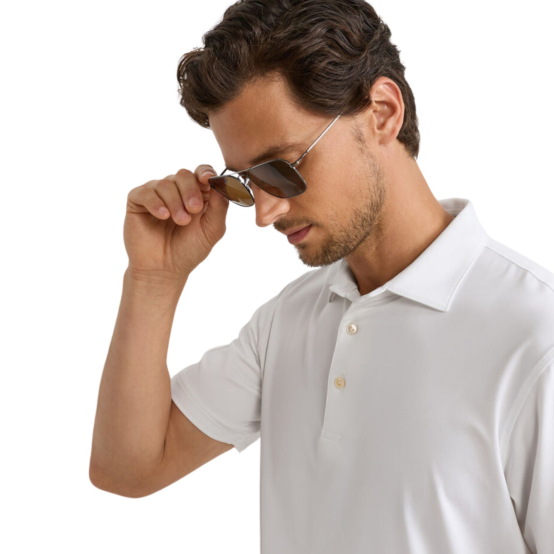 Solid Performance Jersey Polo in White