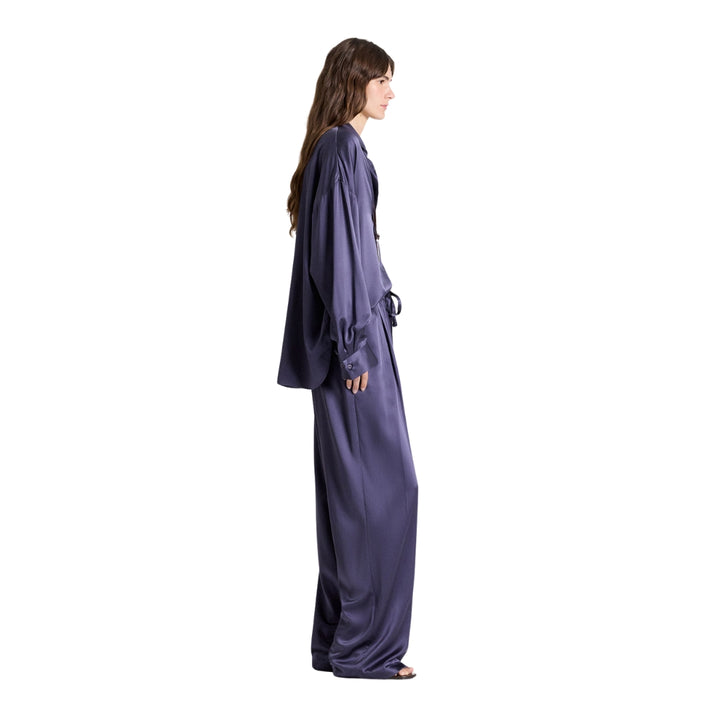 Something Borrowed Silk Satin Shirt in Graystone