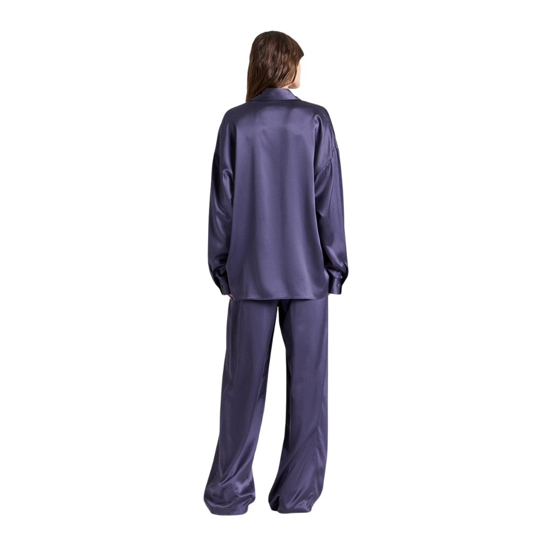 Something Borrowed Silk Satin Shirt in Graystone