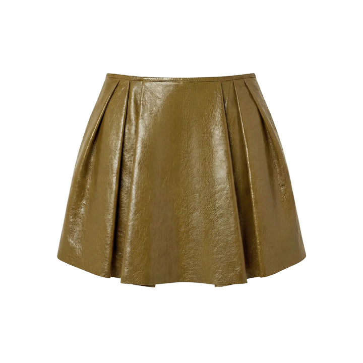 Sophie Leather Mini Skirt in Lichen