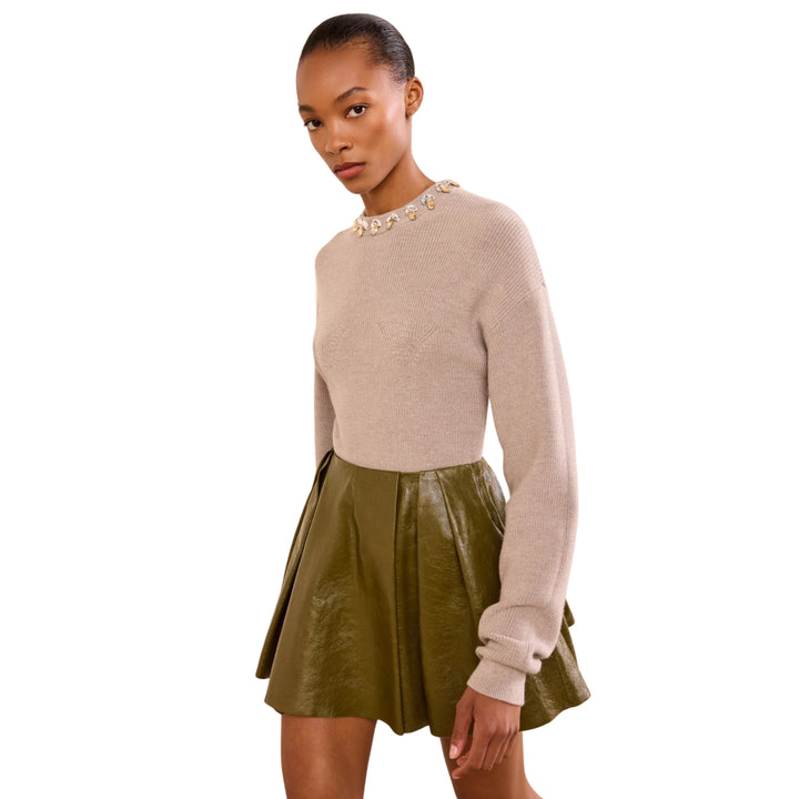 Sophie Leather Mini Skirt in Lichen