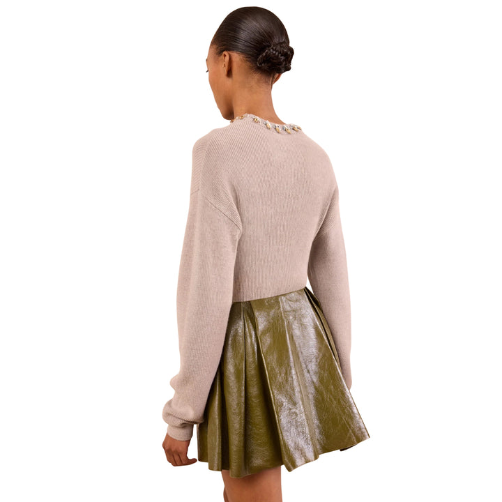 Sophie Leather Mini Skirt in Lichen