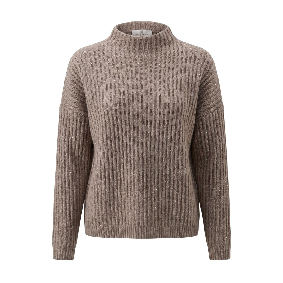 Sparkling Cashmere Wool Mock Neck Sweater