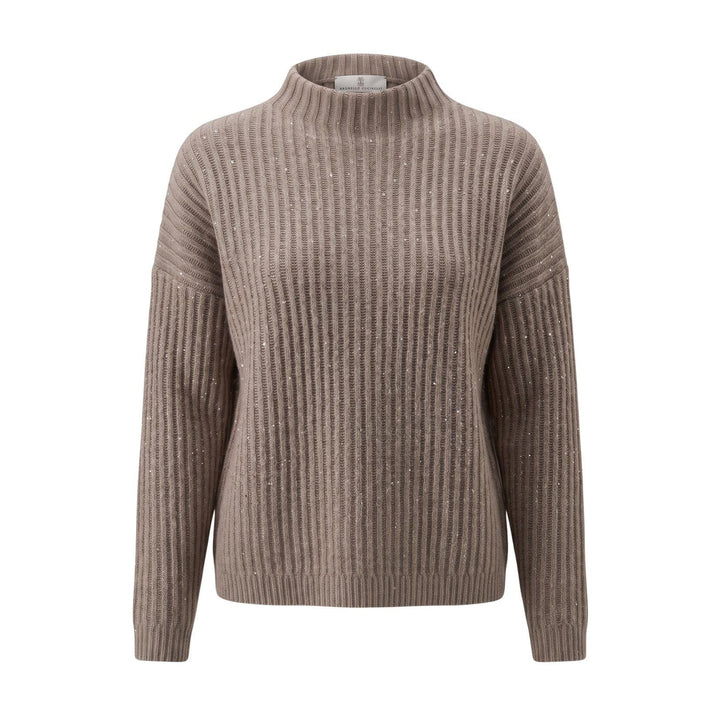 Sparkling Cashmere Wool Mock Neck Sweater