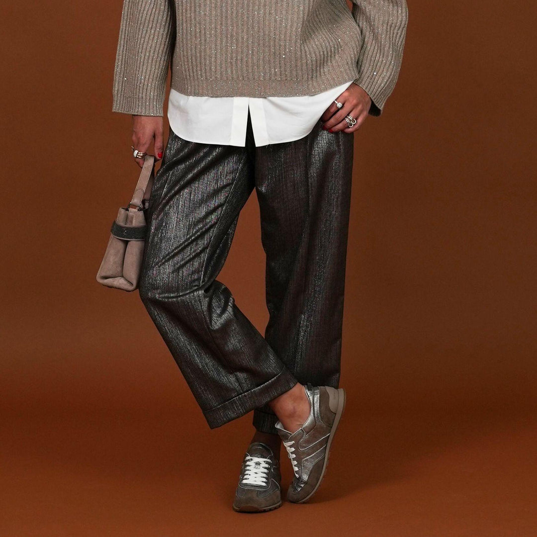 Sparkling Wool Twill Cropped Trouser