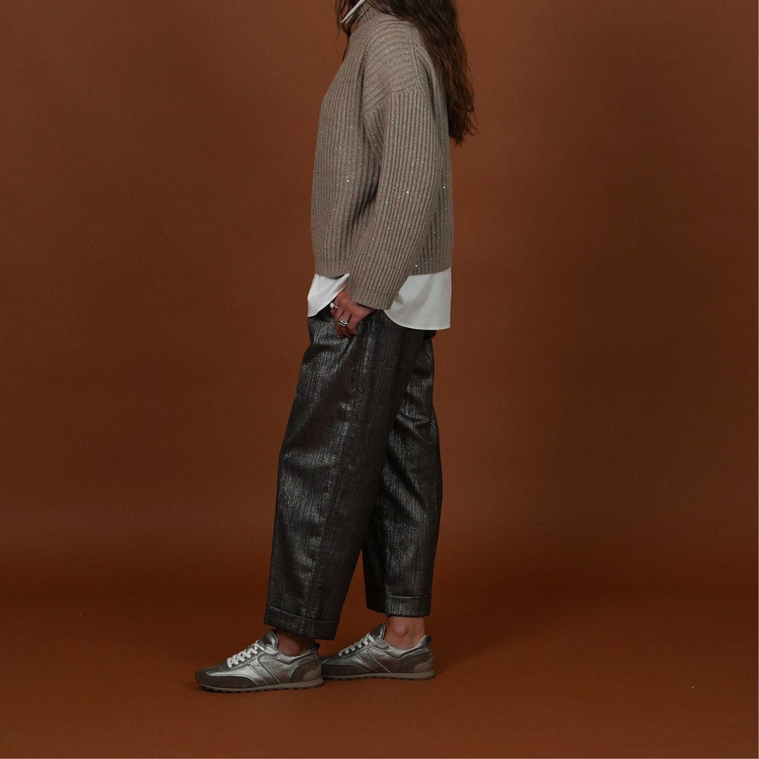 Sparkling Wool Twill Cropped Trouser
