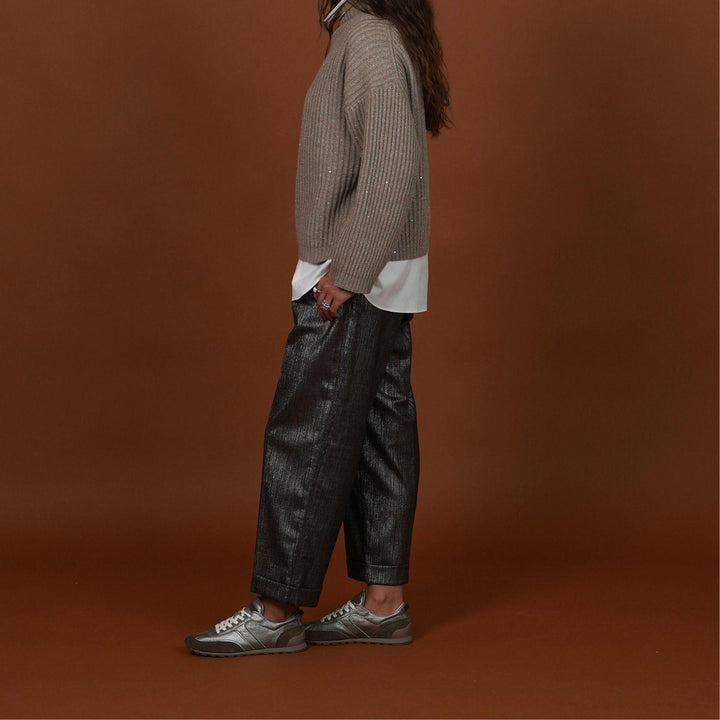 Sparkling Wool Twill Cropped Trouser