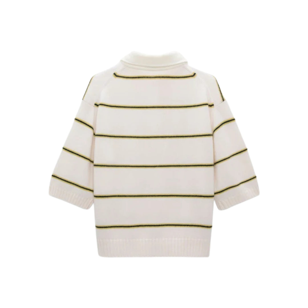 Sporty Statement Pullover in White Ginger Trio