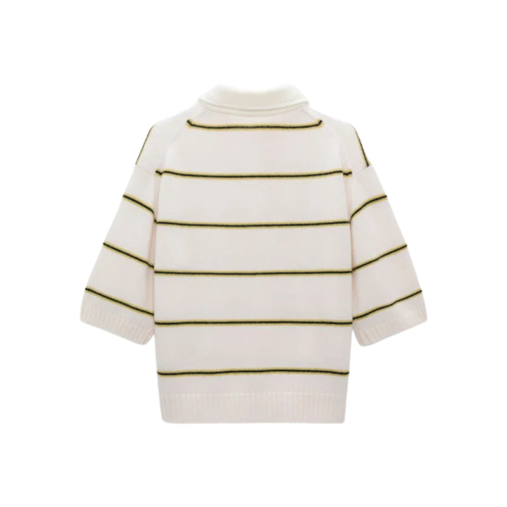 Sporty Statement Pullover in White Ginger Trio