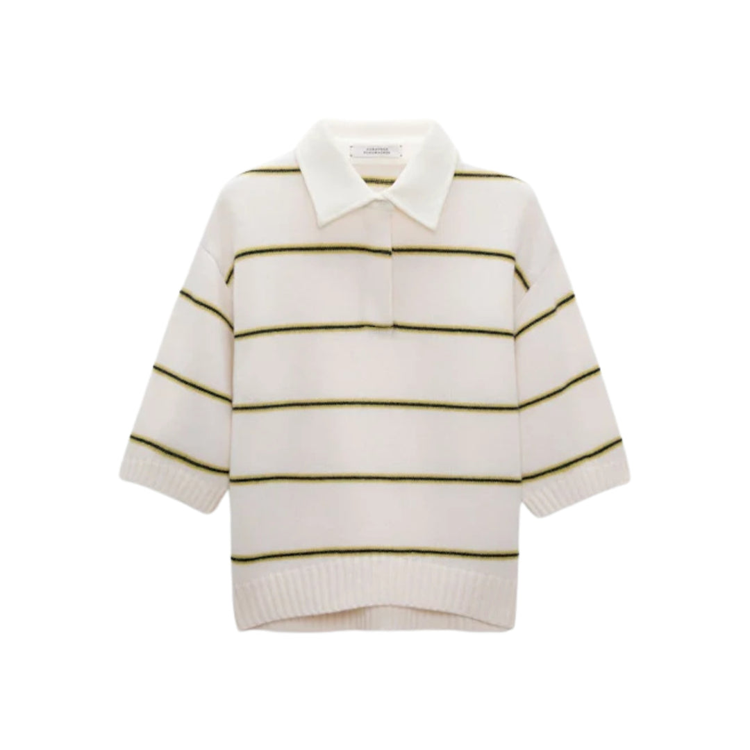 Sporty Statement Pullover in White Ginger Trio
