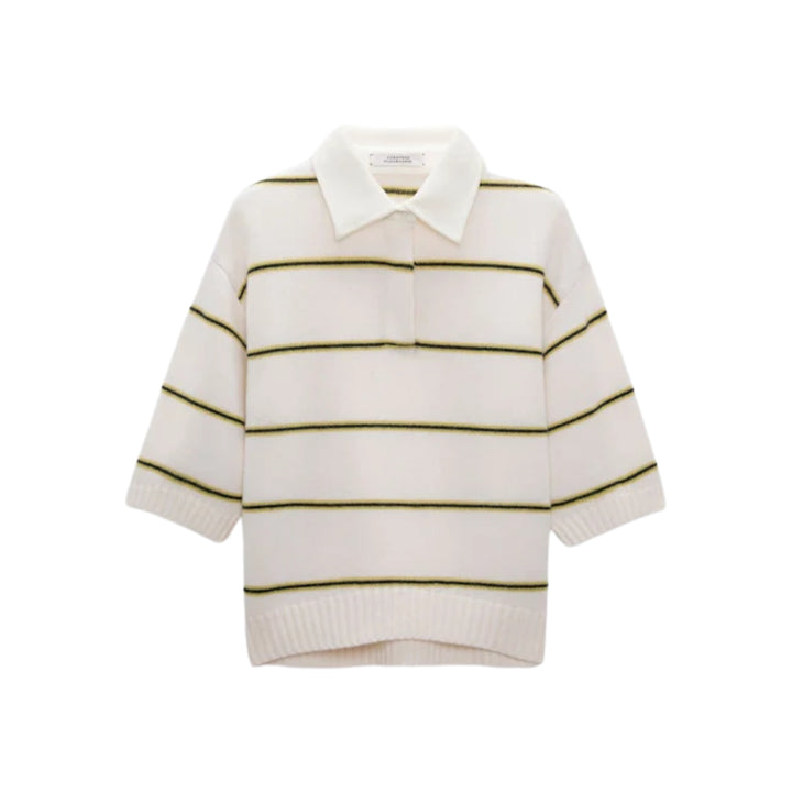 Sporty Statement Pullover in White Ginger Trio