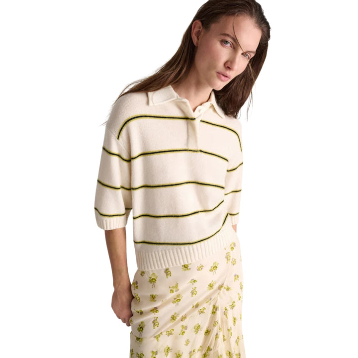 Sporty Statement Pullover in White Ginger Trio