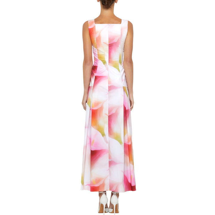 Square Neck Tank Midi Dress in Pink Multi