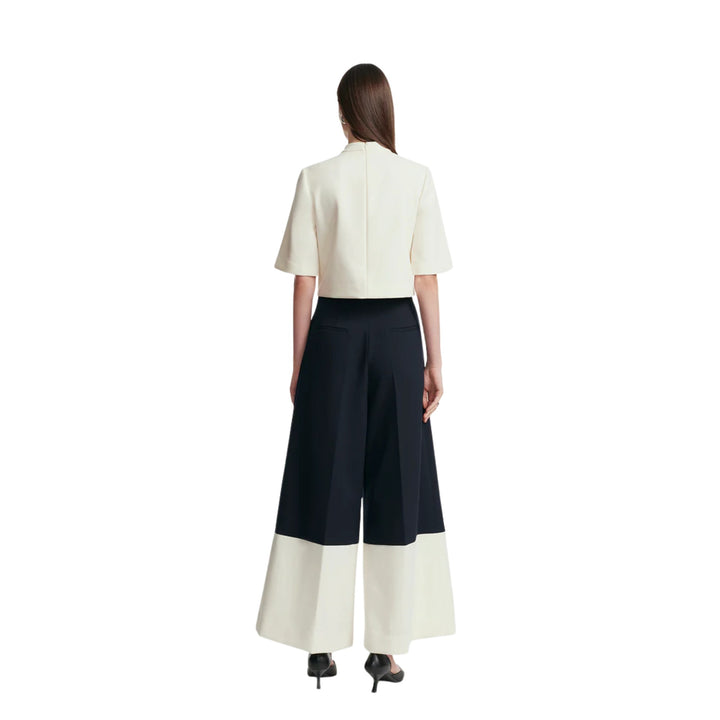Stretch Twill Two-Tone Wide Leg Pant