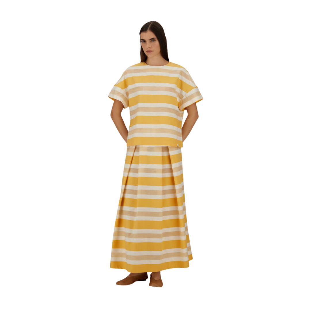 Striped Cotton Top in Yellow/White