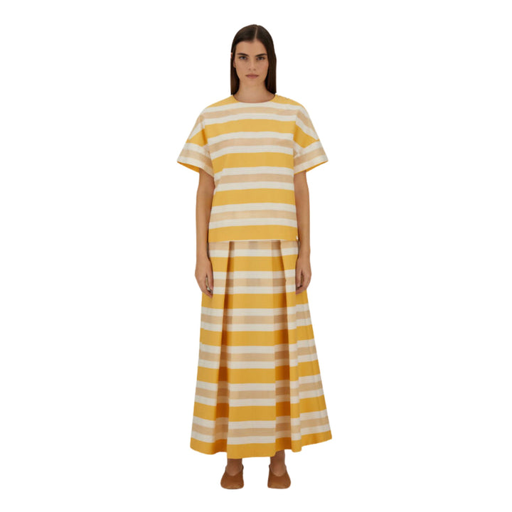 Striped Cotton Top in Yellow/White
