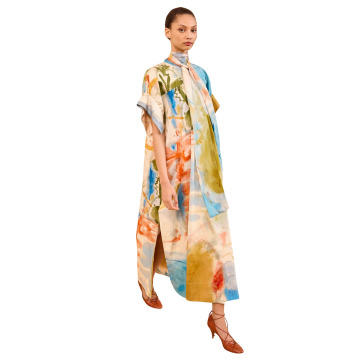 Studio Short Sleeve Cotton Dress in Western Dream